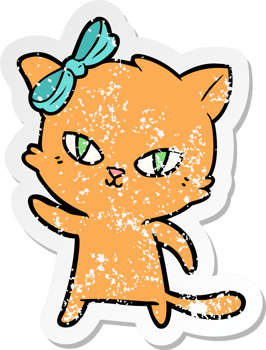 distressed sticker of a cute cartoon cat png