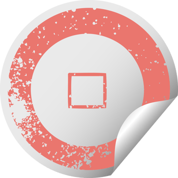 distressed circular peeling sticker symbol of a stop button png