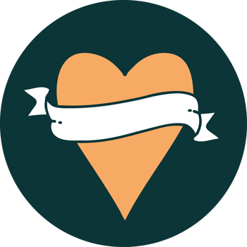 iconic tattoo style image of a heart and banner png