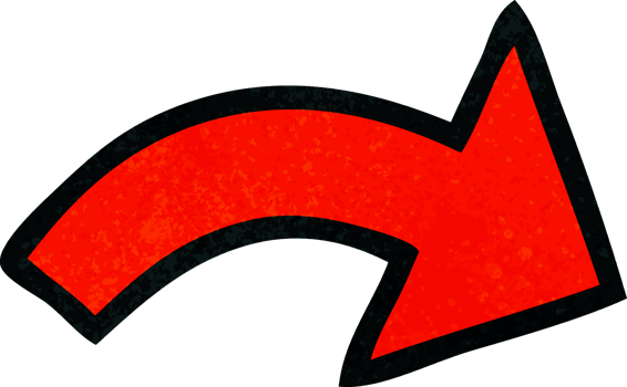 retro grunge texture cartoon of a directional arrow png