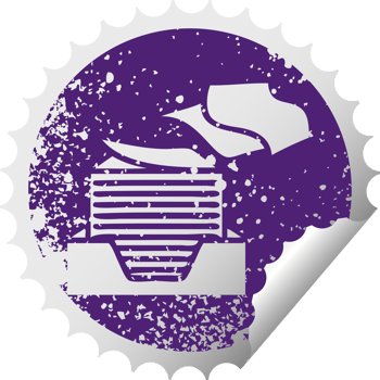 distressed circular peeling sticker symbol of a stack of office papers png