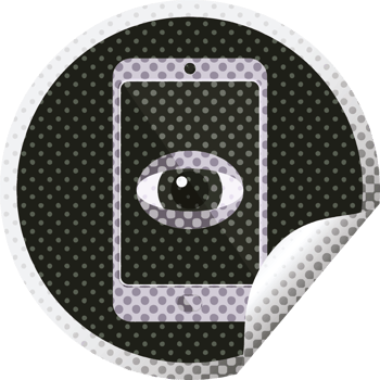cell phone watching you graphic   illustration circular sticker png