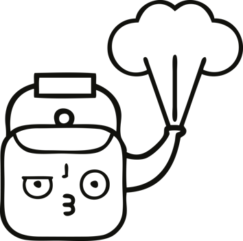 line drawing cartoon of a steaming kettle png