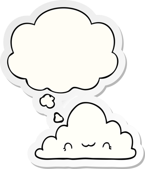 cute cartoon cloud with thought bubble as a printed sticker png