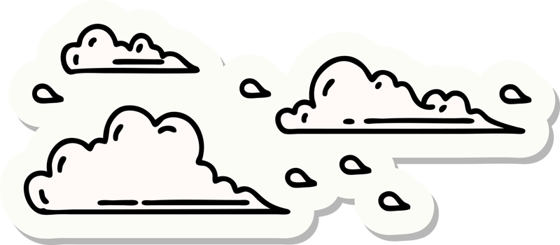 sticker of a tattoo style floating clouds png