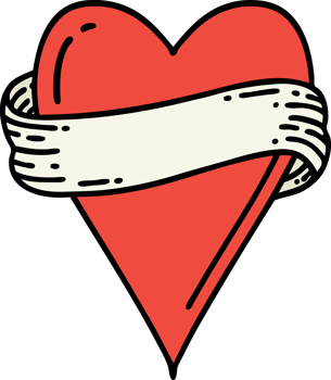tattoo in traditional style of a heart and banner png