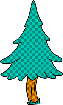 hand drawn cartoon doodle of woodland pine trees png