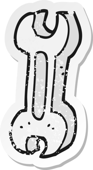 retro distressed sticker of a cartoon spanner png