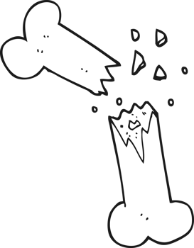 hand drawn black and white cartoon broken bone png