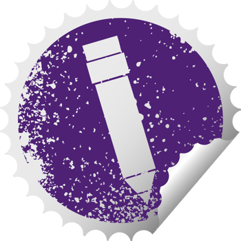 distressed circular peeling sticker quirky symbol pencil png