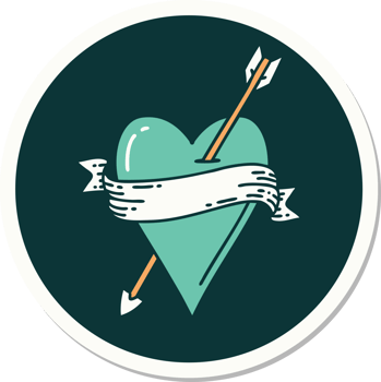 sticker of tattoo in traditional style of an arrow heart and banner png