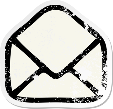 distressed sticker of a cute cartoon paper envelope png
