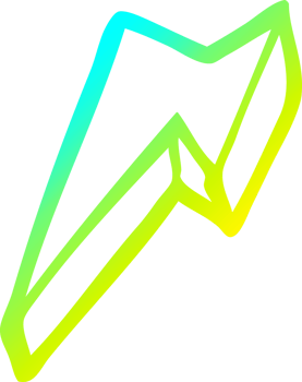 cold gradient line drawing of a cartoon decorative lightning bolt png