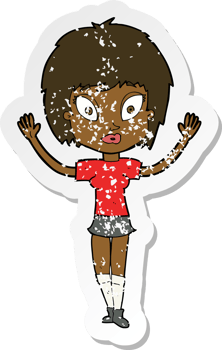 retro distressed sticker of a cartoon pretty girl png