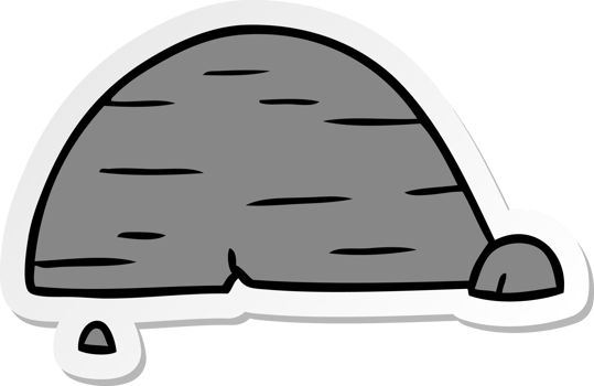 hand drawn sticker cartoon doodle of grey stone boulder png