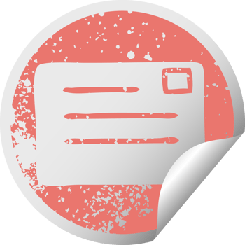 distressed circular peeling sticker symbol of a letter png
