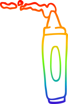 rainbow gradient line drawing of a cartoon coloring crayon png