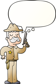 cartoon sheriff with speech bubble in smooth gradient style png