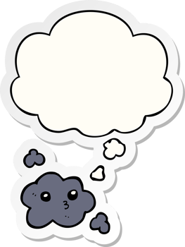 cute cartoon cloud with thought bubble as a printed sticker png