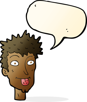 cartoon man sticking out tongue with speech bubble png