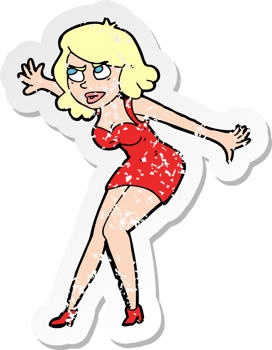 retro distressed sticker of a cartoon female spy drawing png