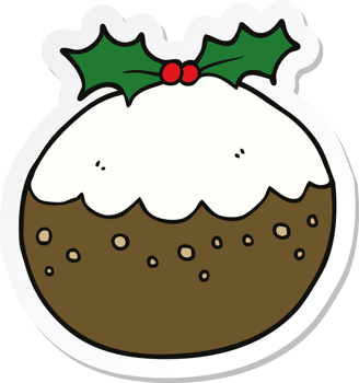 sticker of a cartoon christmas pudding png