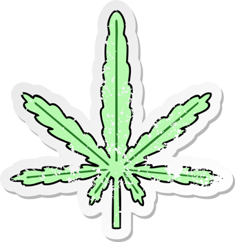 distressed sticker of a quirky hand drawn cartoon marijuana png