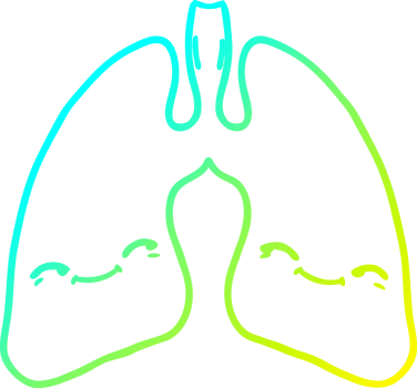 cold gradient line drawing of a cartoon lungs png