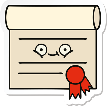 sticker of a cute cartoon certificate png