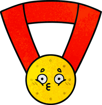retro grunge texture cartoon of a gold medal png