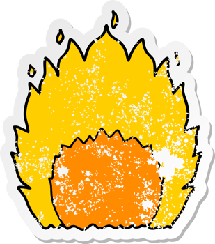 distressed sticker of a cartoon fire png