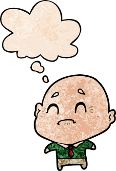 cartoon old man with thought bubble in grunge texture style png
