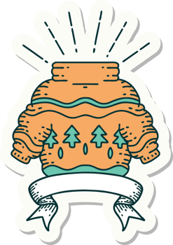 sticker of a tattoo style christmas jumper png