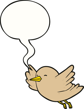 cartoon bird flying with speech bubble png