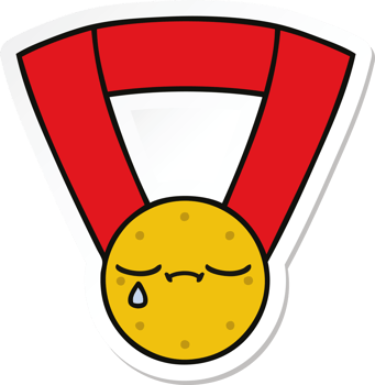 sticker of a cute cartoon gold medal png