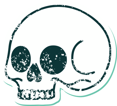 iconic distressed sticker tattoo style image of a skull png