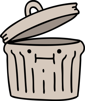 cartoon of a metal garbage can png