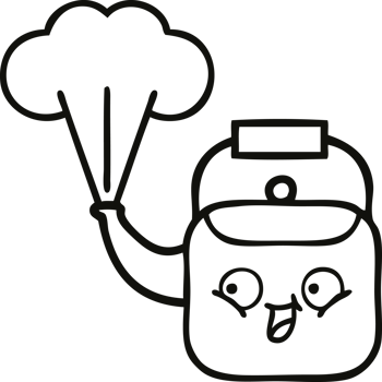 line drawing cartoon of a steaming kettle png