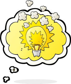 hand drawn thought bubble cartoon light bulb shining png