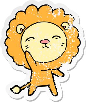 distressed sticker of a cartoon lion png