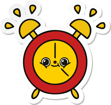sticker of a cute cartoon alarm clock png