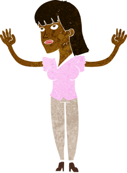 cartoon woman throwing hands in air png