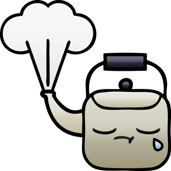 gradient shaded cartoon of a steaming kettle png