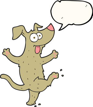 hand drawn speech bubble cartoon dancing dog png