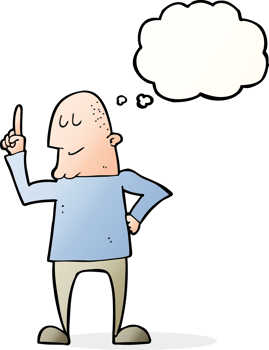 cartoon man pointing finger with thought bubble png
