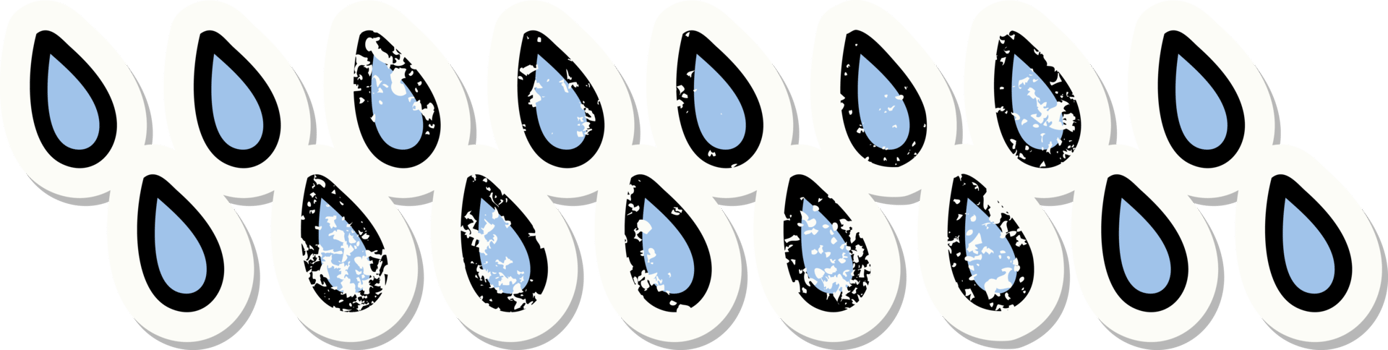 distressed sticker tattoo in traditional style of rain drops png