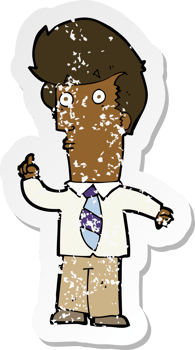 retro distressed sticker of a cartoon man with question png