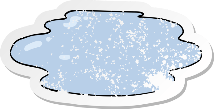 distressed sticker of a cartoon puddle of water png