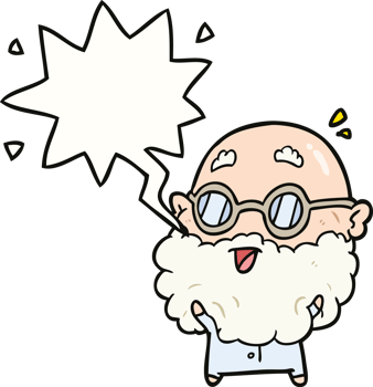 cute cartoon surprised old man with speech bubble png