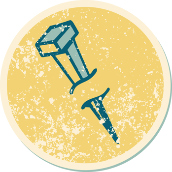 iconic distressed sticker tattoo style image of iron nail png